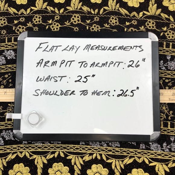 Black and Gold Floral Patterned Women's Top - Picture 9 of 10